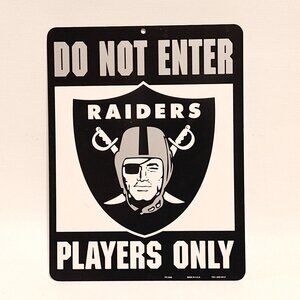 RETRO OAKLAND RAIDERS ROOM SIGN Do Not Enter RAIDERS Players ONLY NFL